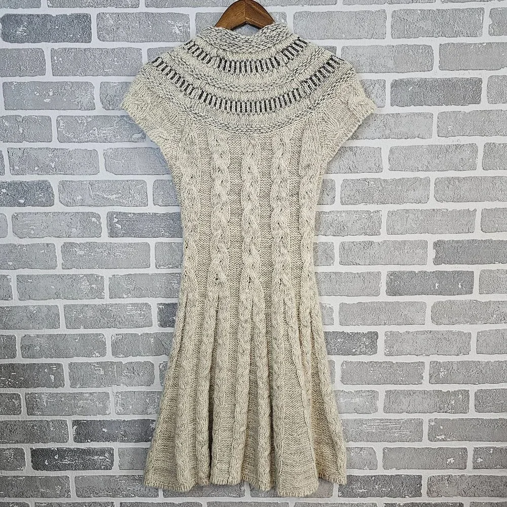 Free People Sweater Dress Womens Small Petite Gray Wool Blend Nordic Nights Knit